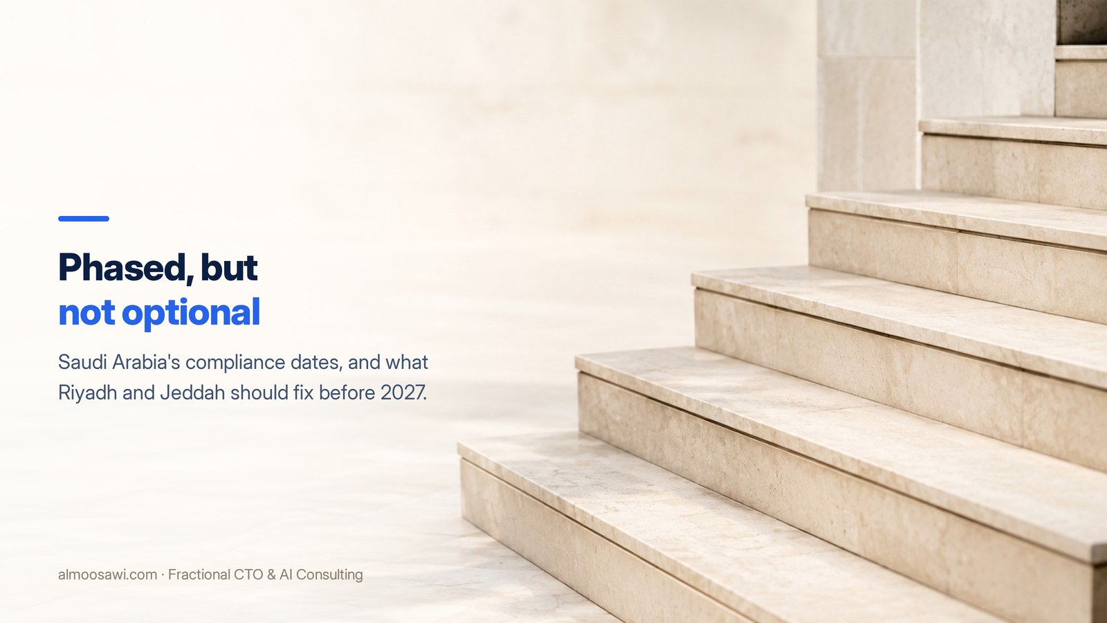 Pale limestone steps in bright daylight, treads receding in a clean rhythm beside a stone wall