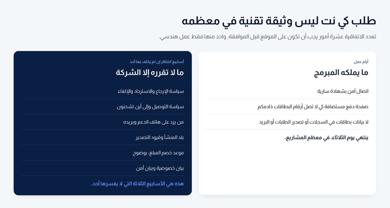 عمودان يقارنان ما يبنيه المبرمج في طلب كي نت بالقرارات التي لا تستطيع اتخاذها إلا الشركة